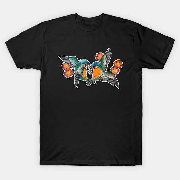 Battling Birds Tattoo Design T-Shirt by forevertruetattoo